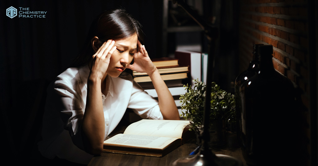 Young asian university student feeling stressed about study problem